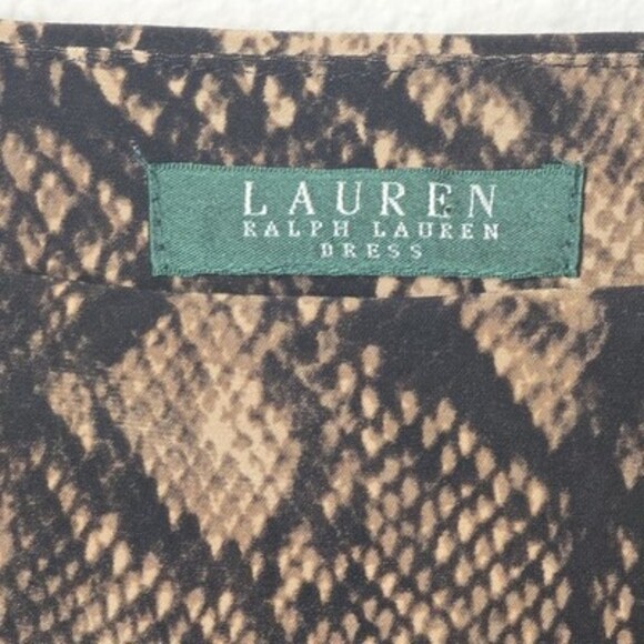 Lauren Ralph Lauren Snakeskin Print Ruched Sheath Dress Women’s Medium Stretch - Picture 4 of 8